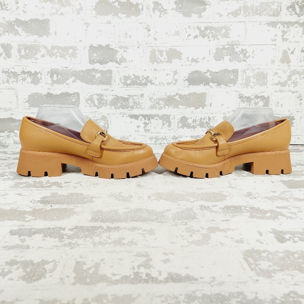 New BCBGeneration Raylin Brown Leather Chunky Sole Slip On Loafers O690 - Picture 7 of 13